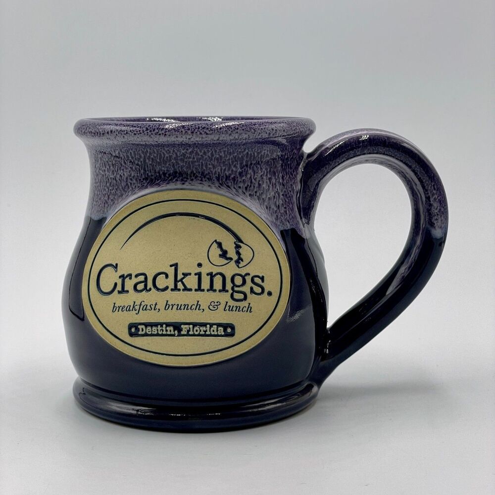 Deneen Pottery "Cracklings" Coffee Mug Cup Purple Glaze Destin Florida 2018 USA